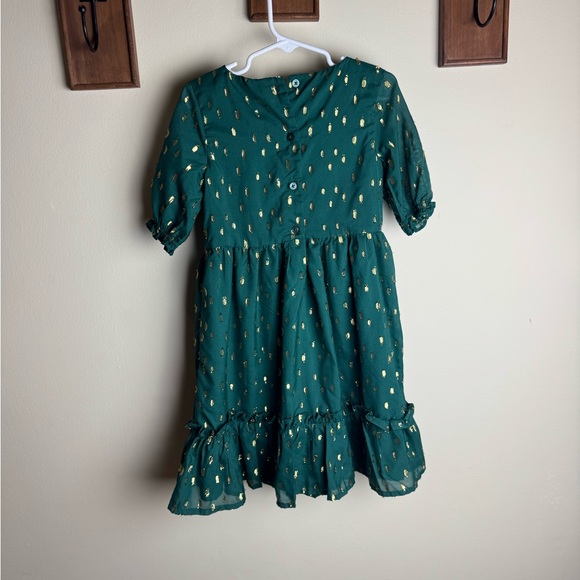 Janie and Jack Green Dress & Headband with Gold Details - Picture 2 of 5
